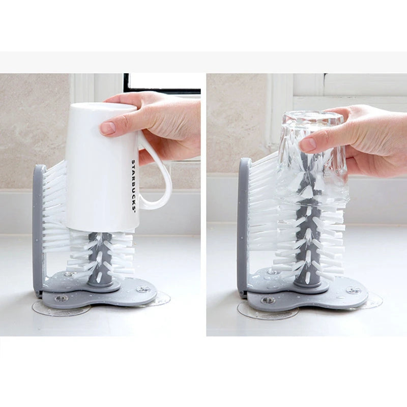 Suction Cup Cleaning Brush: 2-in-1 for Sink and More