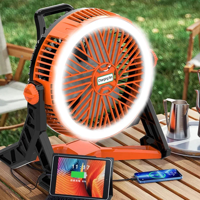 BreezeGlow 2-in-1 Camping Fan & Lantern